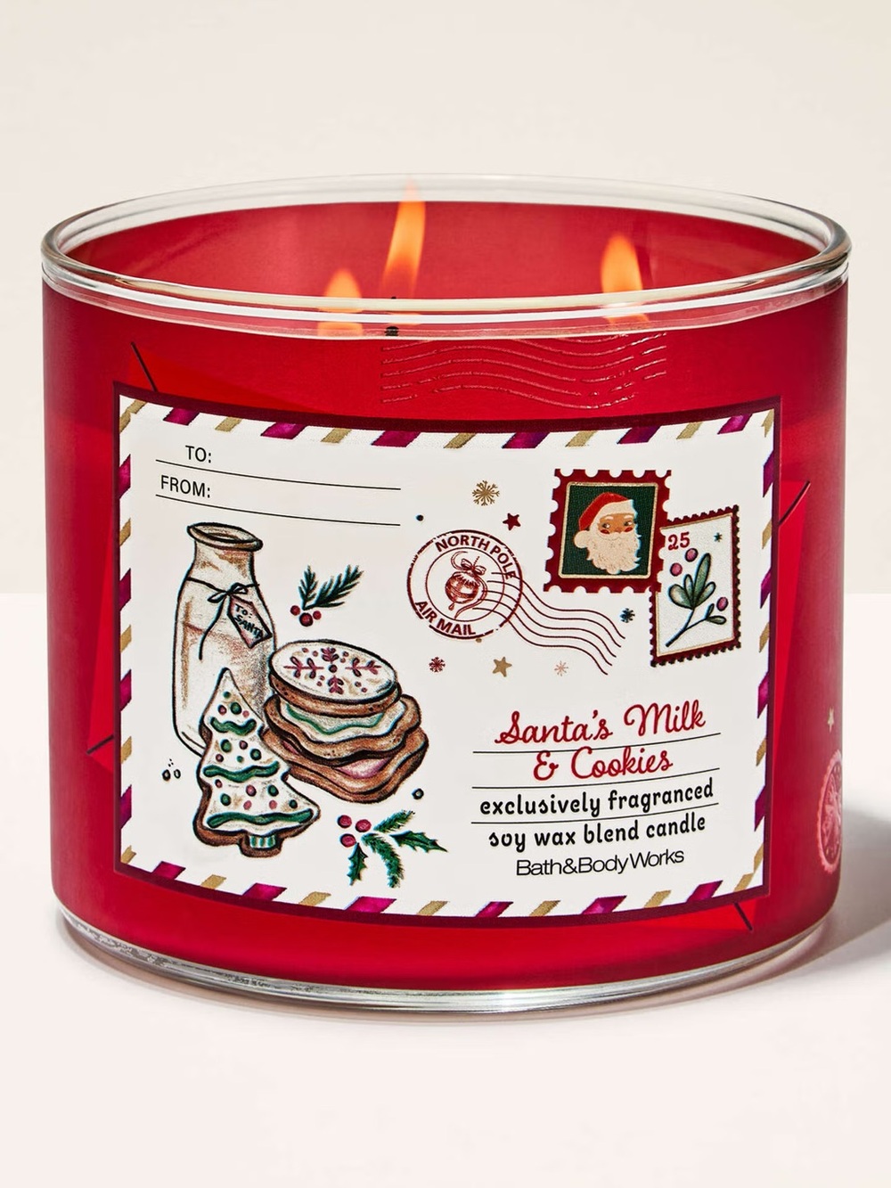 Bath & Body Works Santa's Milk & Cookies 3 Wick Holiday Candle